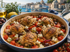 Греческая курица по-одесски: южный ужин с брынзой, томатами и оливками