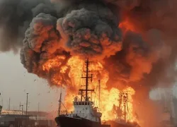 Появилось видео крупного пожара в порту «Южный» Одесской области