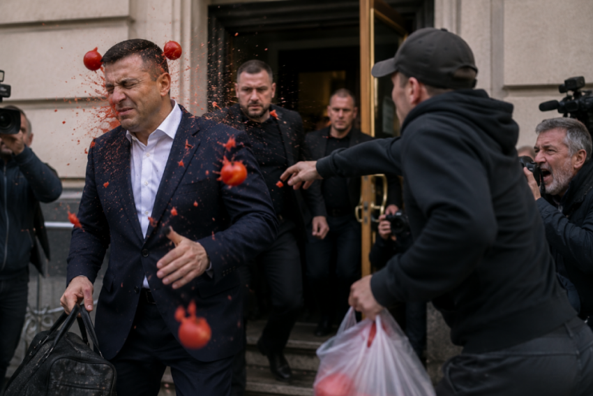 За крышевание одесских колл-центров Нардепа Верховной Рады забросали помидорами