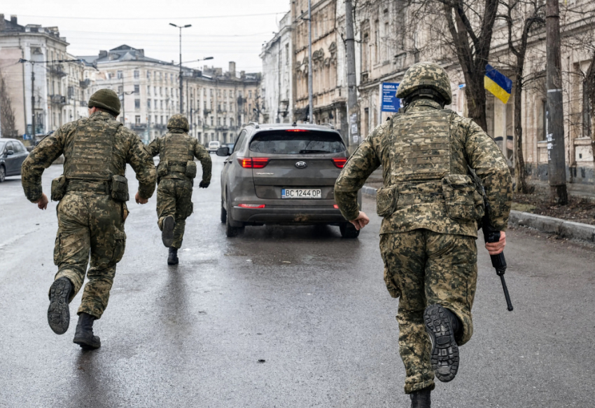 В Одессе у сотрудников ТЦК угнали автомобиль во время мобилизации мужчины